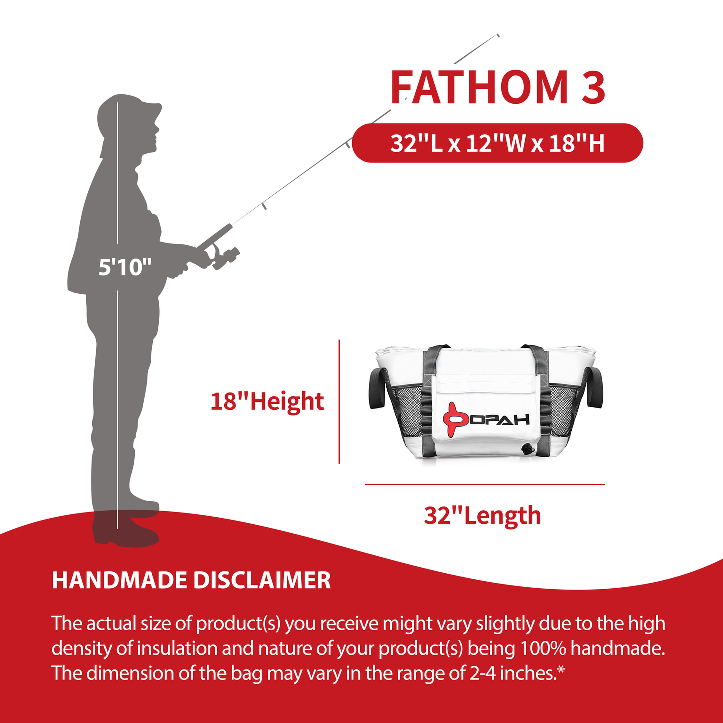 Fathom 3 Insulated Cooler Bag, Rockfish 32"L x 12"W x 18"H