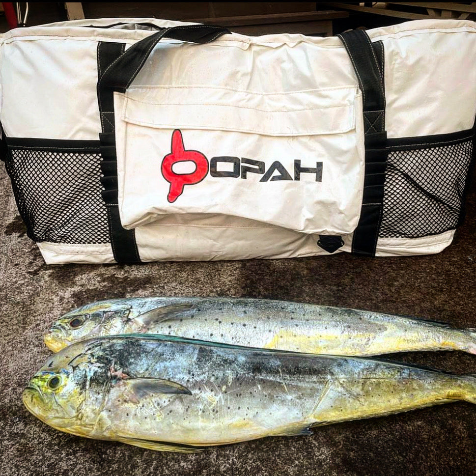 Opah Gear Fathom 4 Fish Cooler Bag Kill Bag. Protect your catch longer. The most reliable fish bag on the market. Purposely built to be the highest quality fish cooler bag in sportfishing. Even great when used as an insulated cooler bag while out camping or for other normal use. The highest quality insulated bag. A perfect Tuna Kill Bag, Dorado Kill bag, or yellowtail kill bag.