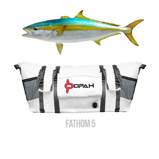 Opah Gear Fathom 5 Fish Cooler Bag Kill Bag. Protect your catch longer. The most reliable fish bag on the market. Purposely built to be the highest quality fish cooler bag in sportfishing. Even great when used as an insulated cooler bag while out camping or for other normal use. The highest quality insulated bag. A perfect Tuna Kill Bag, Dorado Kill bag, or yellowtail kill bag. 